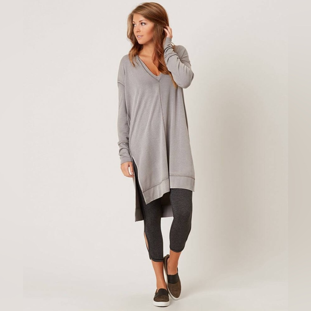 Free People Taupe Queen of Hearts Tunic Sweatshirt - Size Small